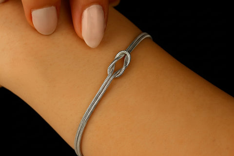 925 Sterling Silver Love Knot Bracelet Elegant Timeless Women Jewelry